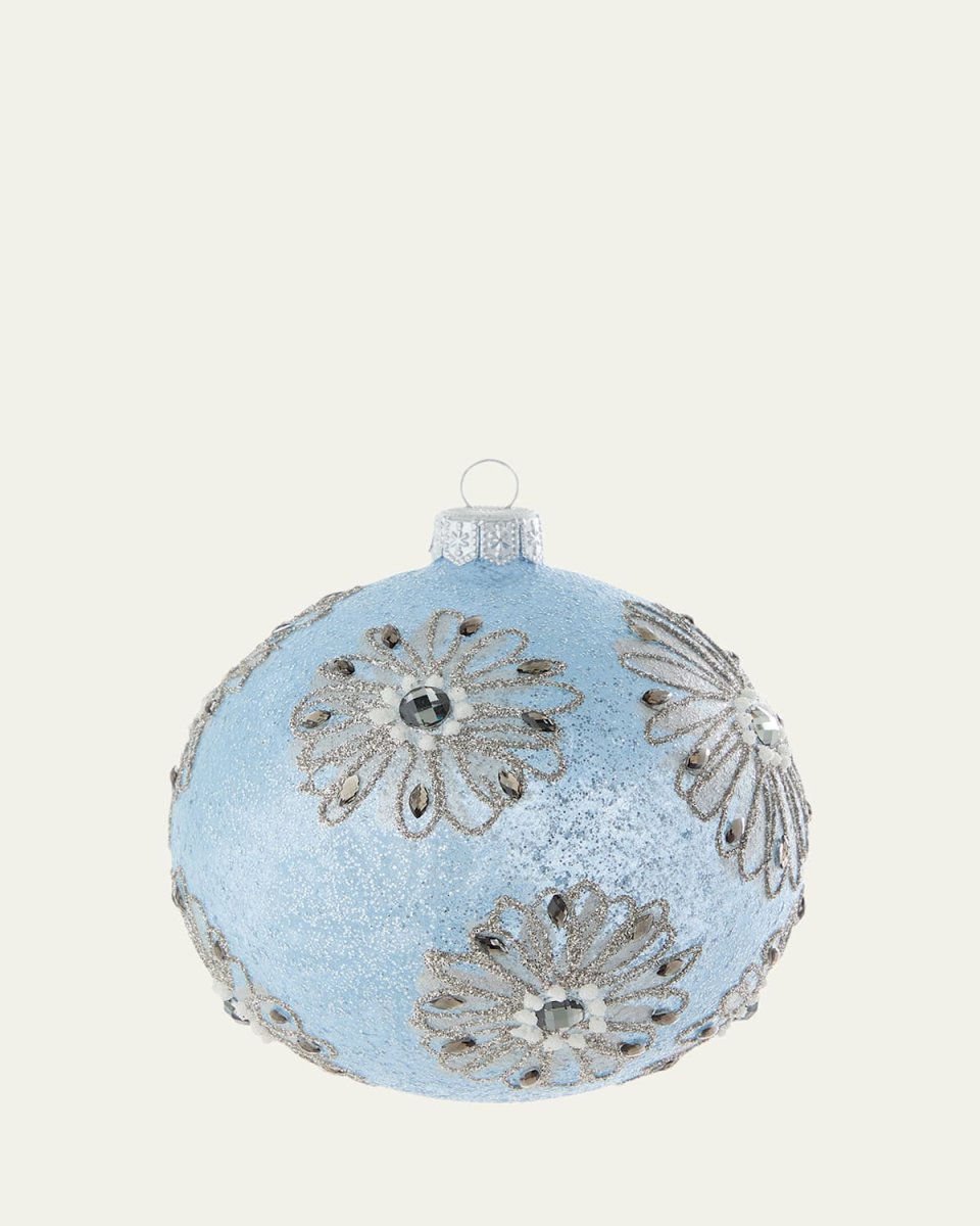 Glittery Flowers Ball Ornament